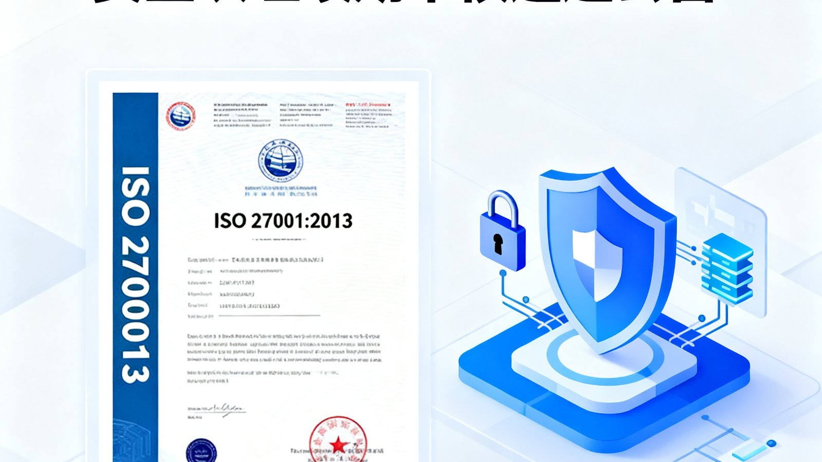 华体会hth.com平台ISO 27001安全认证续期审核通过公告配图，展示认证证书与数据安全防护图标